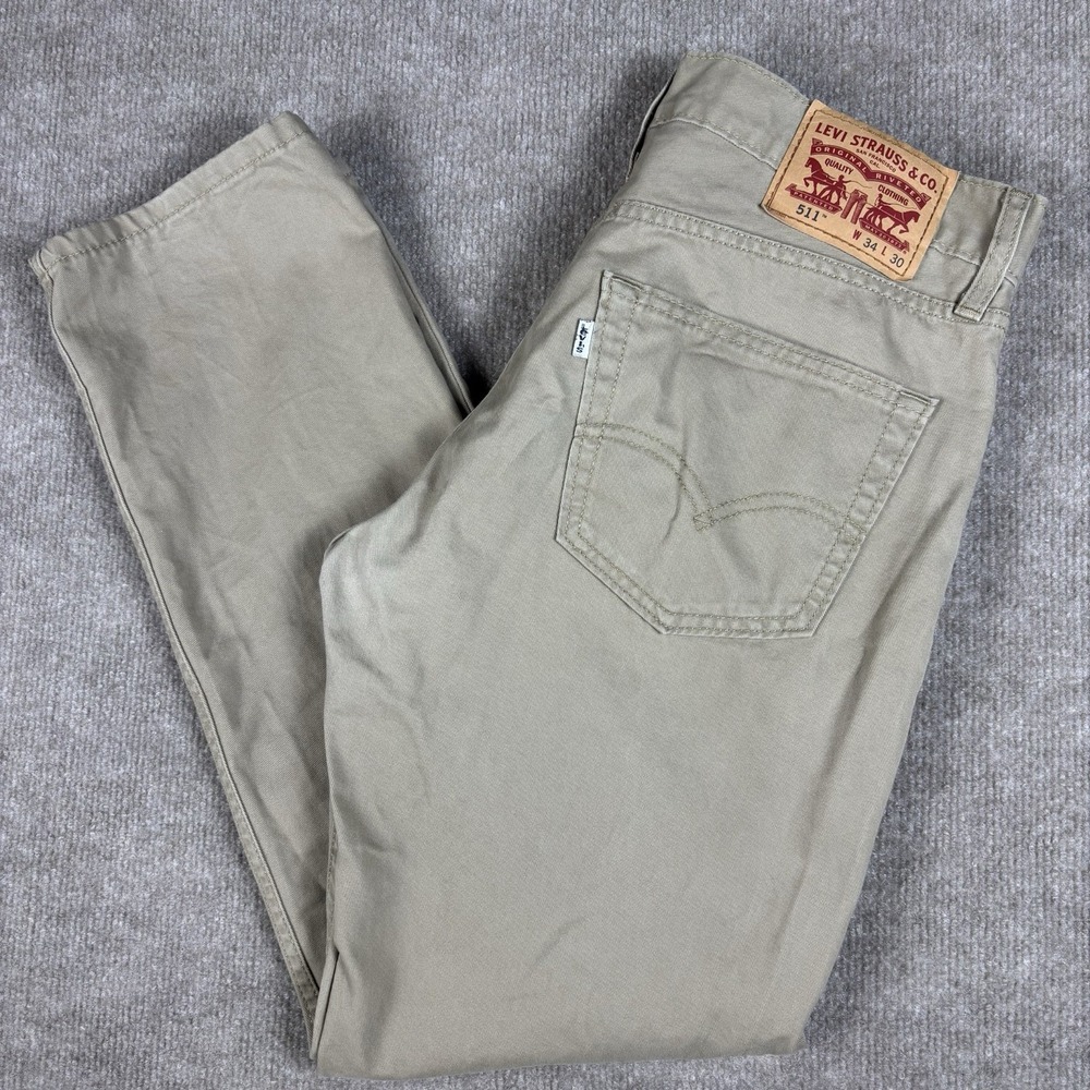 Levi's 511 Slim Fit Khaki Tan Jeans Men's 34x30 Cotton Casual Pants